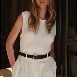 Jenni Kayne Easy Tank Quiet Luxury Ivory Minimalist Soft Girl Euro Women Small